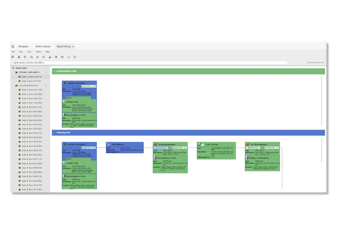 Darstellung komplexer Netzwerkverbindungen in der IT Infrastructure Management Software von FNT.